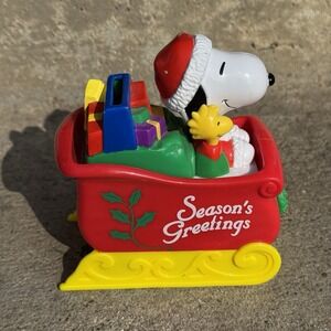 Vtg Whitman's Candies Christmas Sleigh Coin Bank Peanuts Snoopy Woodstock